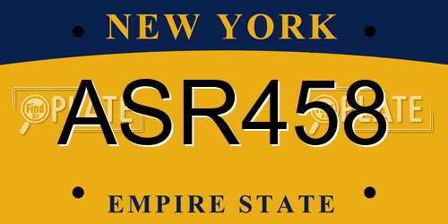 ASR458 New York License Plate