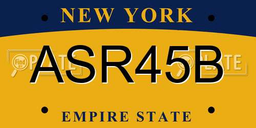 ASR45B New York License Plate