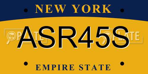ASR45S New York License Plate