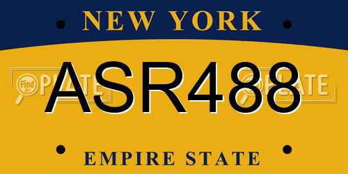 ASR488 New York License Plate
