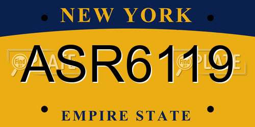 ASR6119 New York License Plate