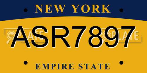 ASR7897 New York License Plate