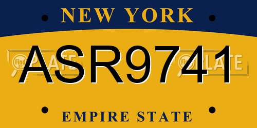 ASR9741 New York License Plate
