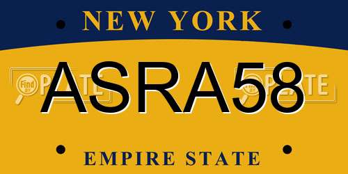 ASRA58 New York License Plate
