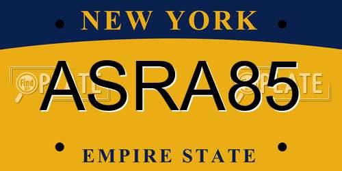 ASRA85 New York License Plate