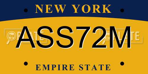 ASS72M New York License Plate