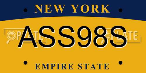 ASS98S New York License Plate