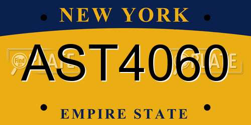AST4060 New York License Plate