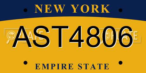 AST4806 New York License Plate