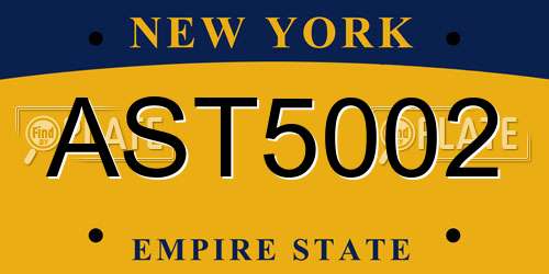 AST5002 New York License Plate