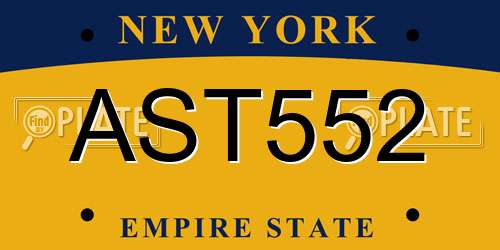 AST552 New York License Plate