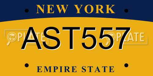 AST557 New York License Plate