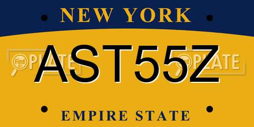 AST55Z New York License Plate