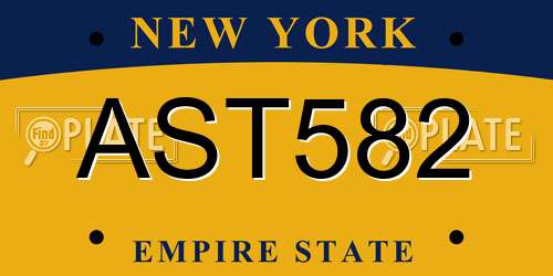 AST582 New York License Plate