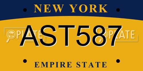 AST587 New York License Plate