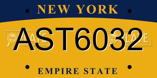 AST6032 New York License Plate