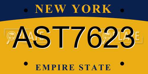 AST7623 New York License Plate