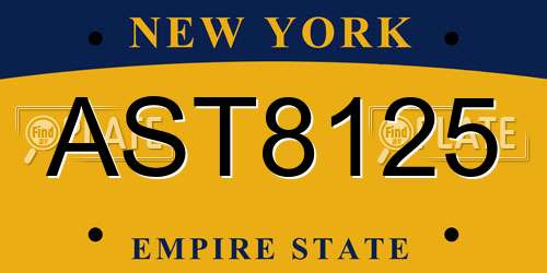 AST8125 New York License Plate