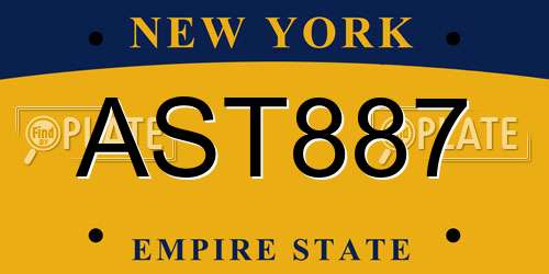 AST887 New York License Plate