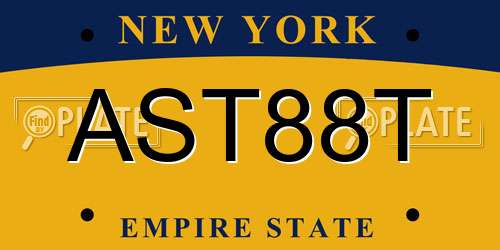 AST88T New York License Plate