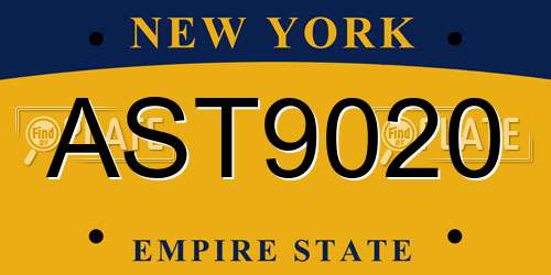 AST9020 New York License Plate