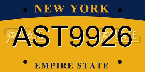 AST9926 New York License Plate