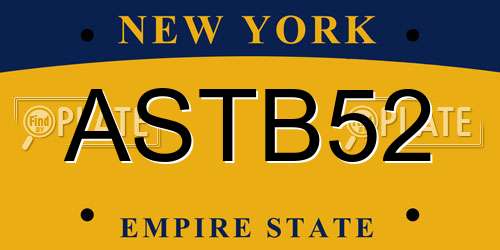 ASTB52 New York License Plate