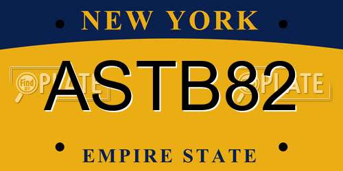 ASTB82 New York License Plate