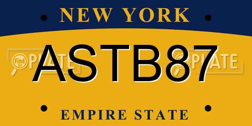 ASTB87 New York License Plate