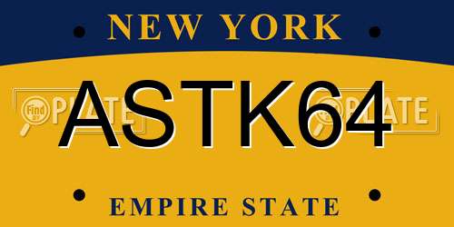 ASTK64 New York License Plate