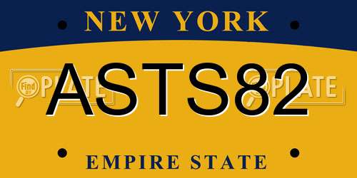 ASTS82 New York License Plate