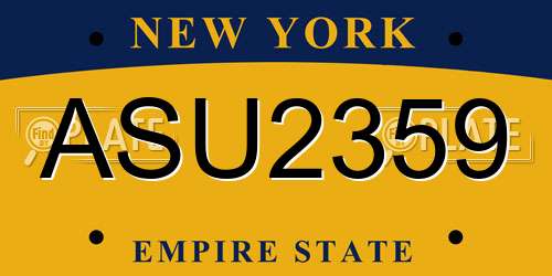 ASU2359 New York License Plate