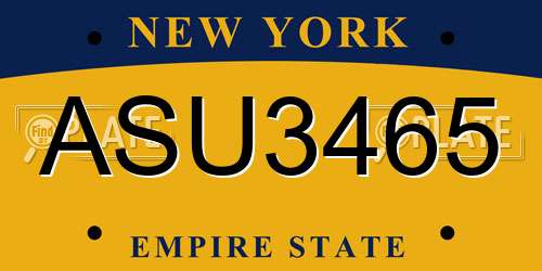 ASU3465 New York License Plate