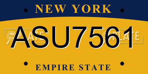 ASU7561 New York License Plate