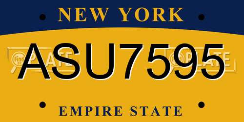 ASU7595 New York License Plate