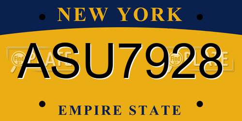 ASU7928 New York License Plate