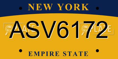 ASV6172 New York License Plate