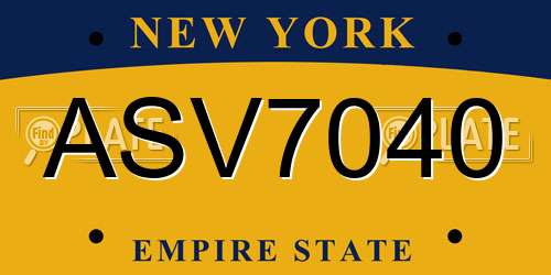 ASV7040 New York License Plate