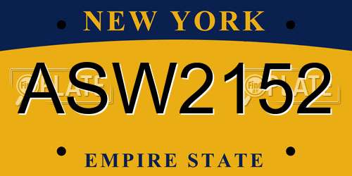 ASW2152 New York License Plate