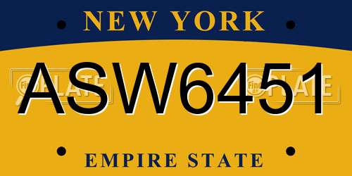 ASW6451 New York License Plate