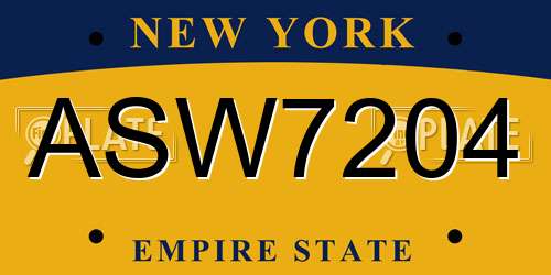ASW7204 New York License Plate