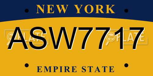 ASW7717 New York License Plate