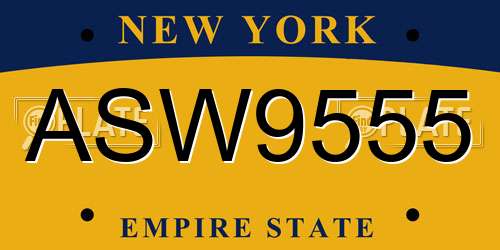 ASW9555 New York License Plate