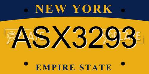 ASX3293 New York License Plate