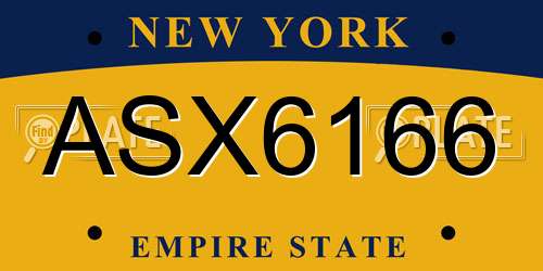 ASX6166 New York License Plate