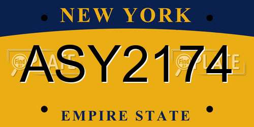 ASY2174 New York License Plate
