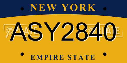 ASY2840 New York License Plate