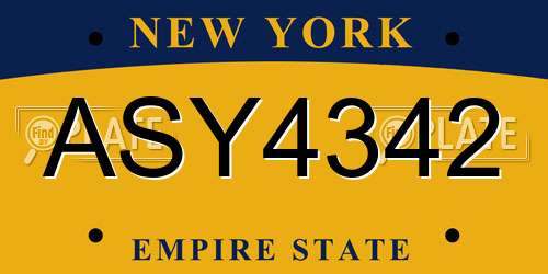 ASY4342 New York License Plate