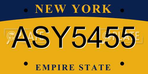 ASY5455 New York License Plate