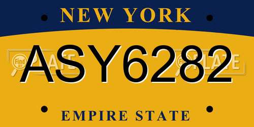 ASY6282 New York License Plate
